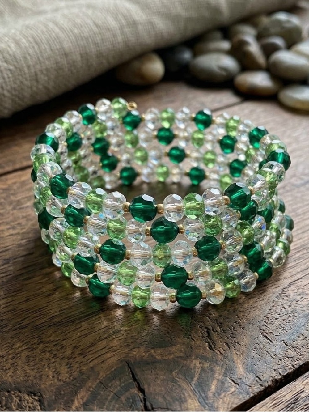 Green Crystal Wrap Bracelet